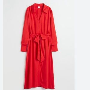 H & M Dress with Tie Belt | Red | size Small